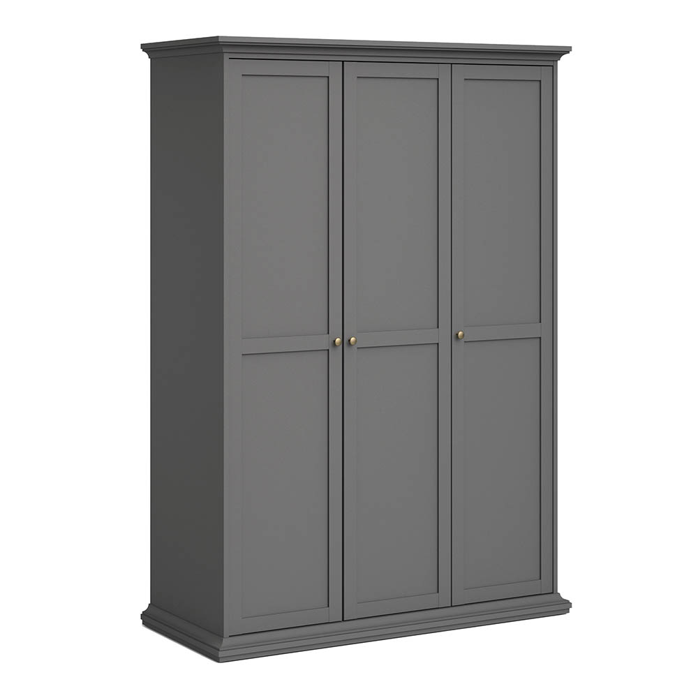 Paris Wardrobe with 3 Doors Grey Mat